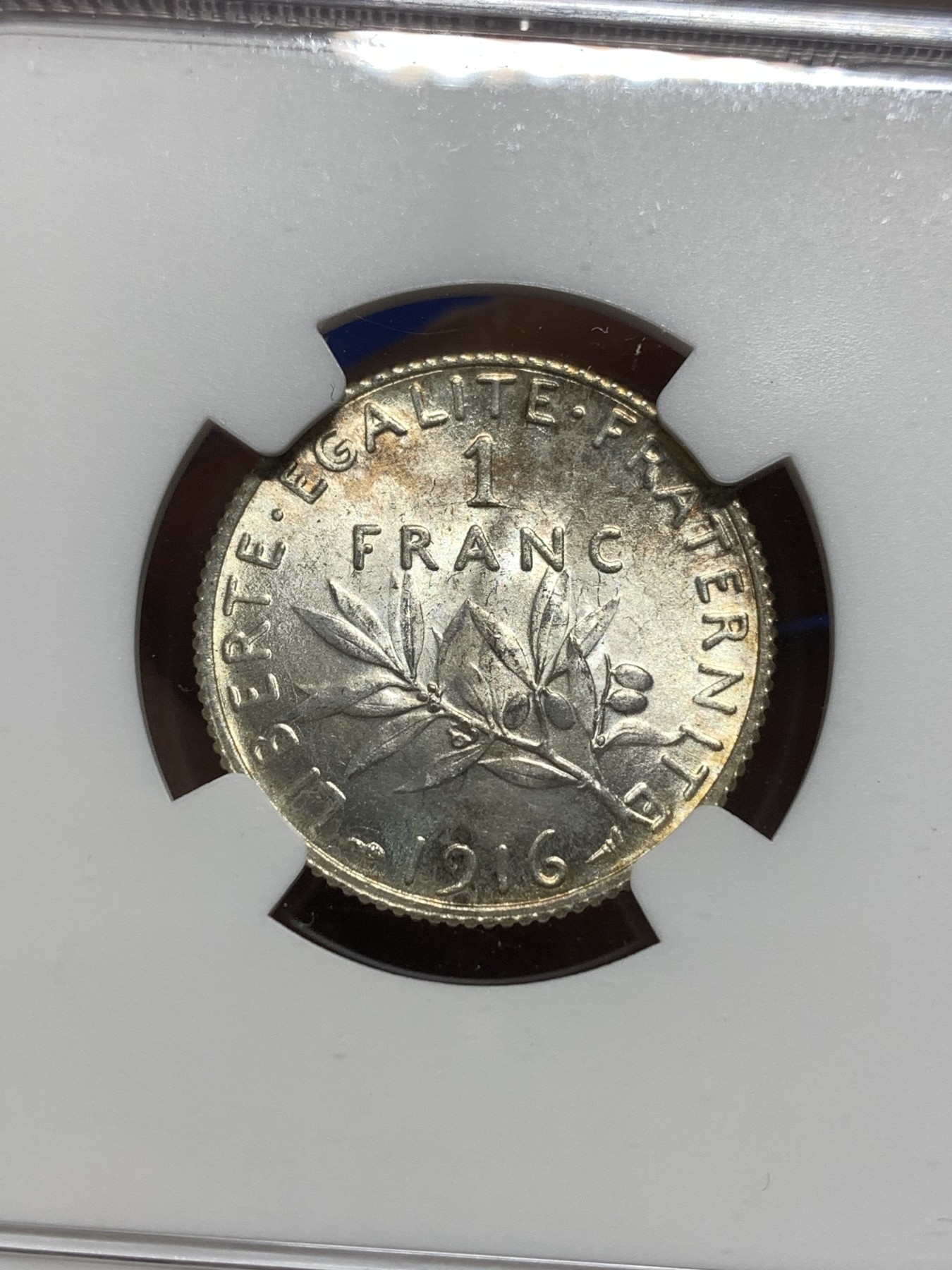 《竞宝斋》第215场-周日，周一 2场 (全场包邮) NGC MS63 法国1916年播种女神1法郎银币