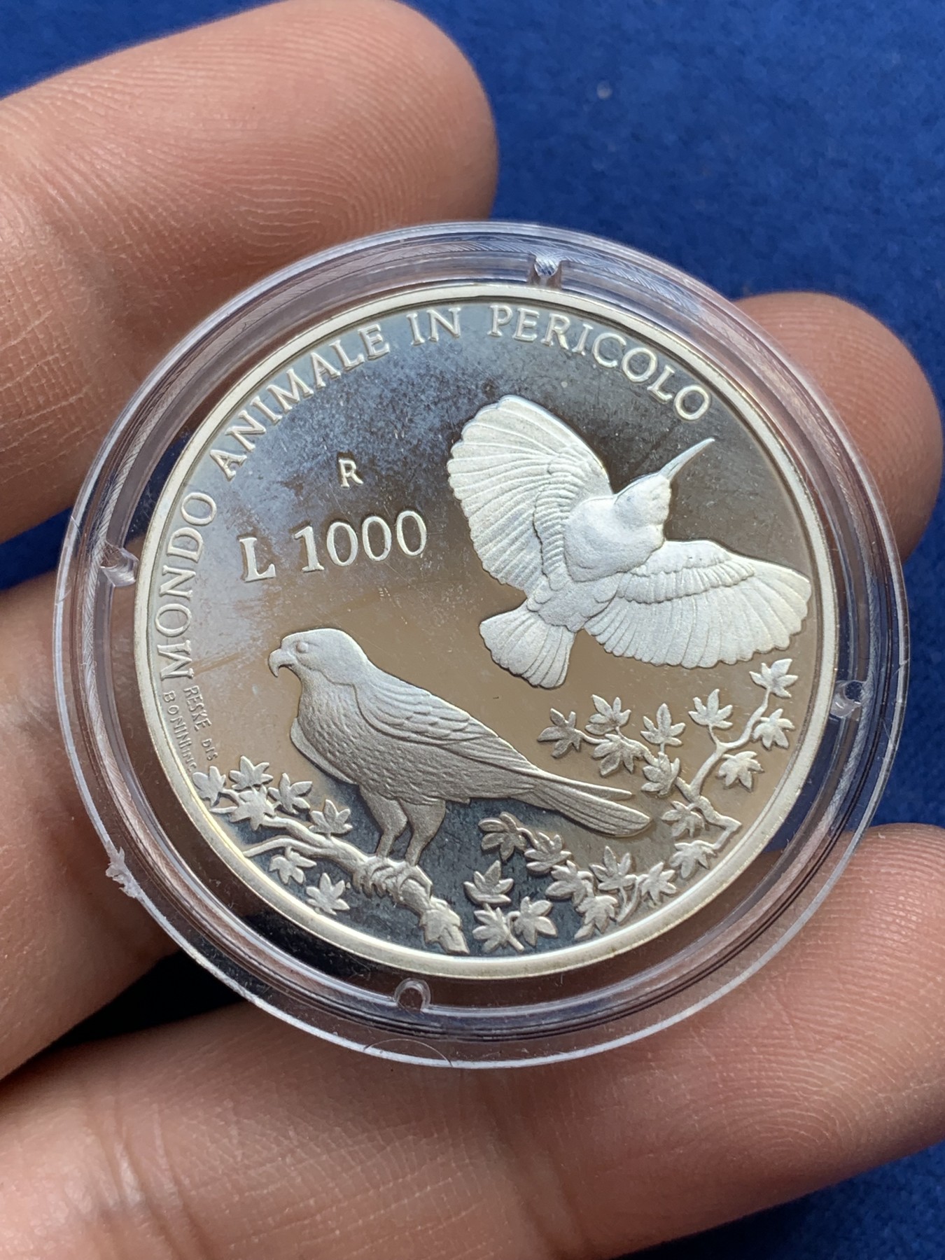 《竞宝斋》第215场-周日，周一 2场 (全场包邮) 圣马力诺1993年1000里拉精制银币