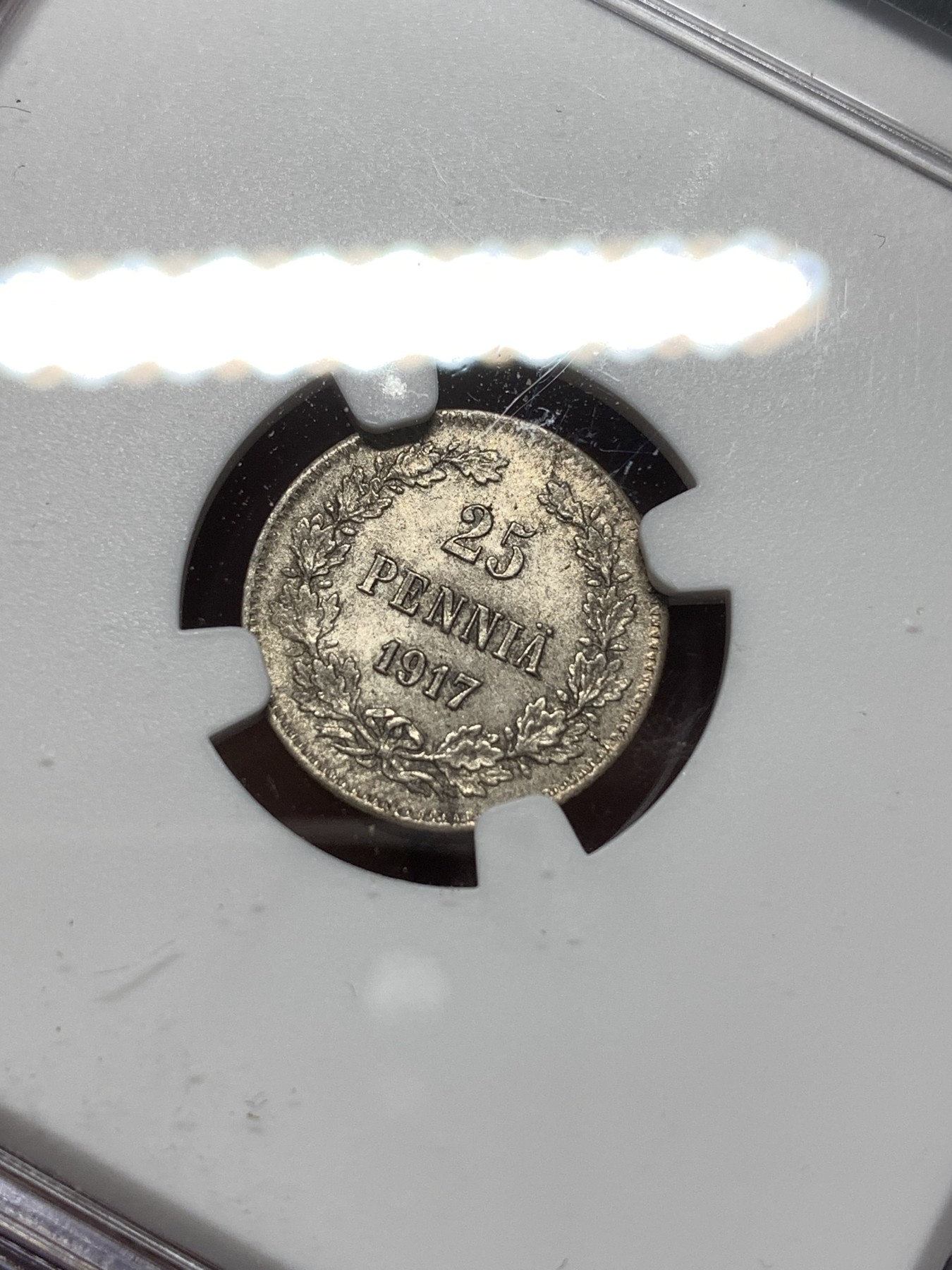 《竞宝斋》第215场-周日，周一 2场 (全场包邮) NGC MS64 俄占芬兰1917年25芬尼银币