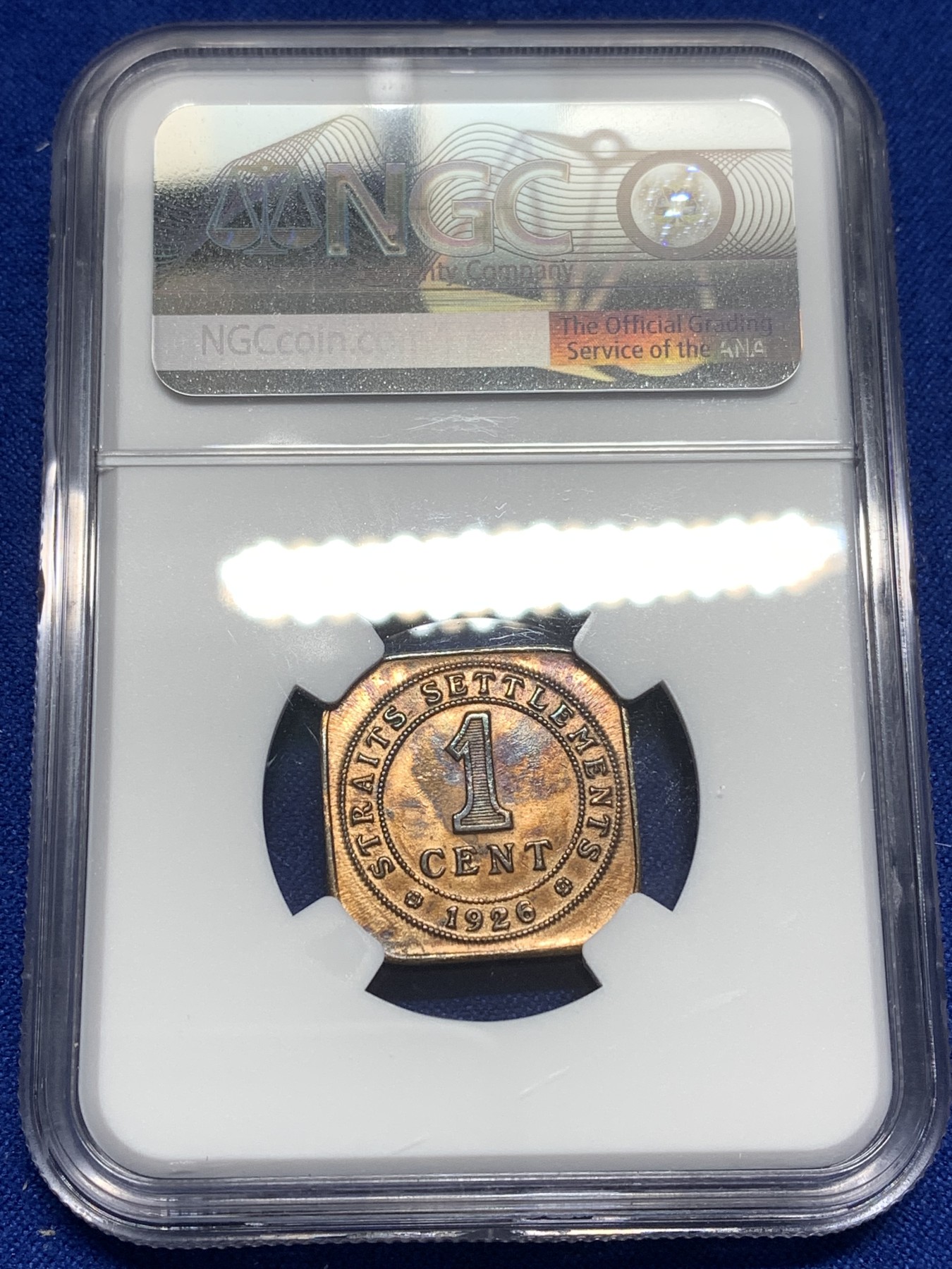 《竞宝斋》第215场-周日，周一 2场 (全场包邮) NGC AUD 1926年英属 海峡1分铜币