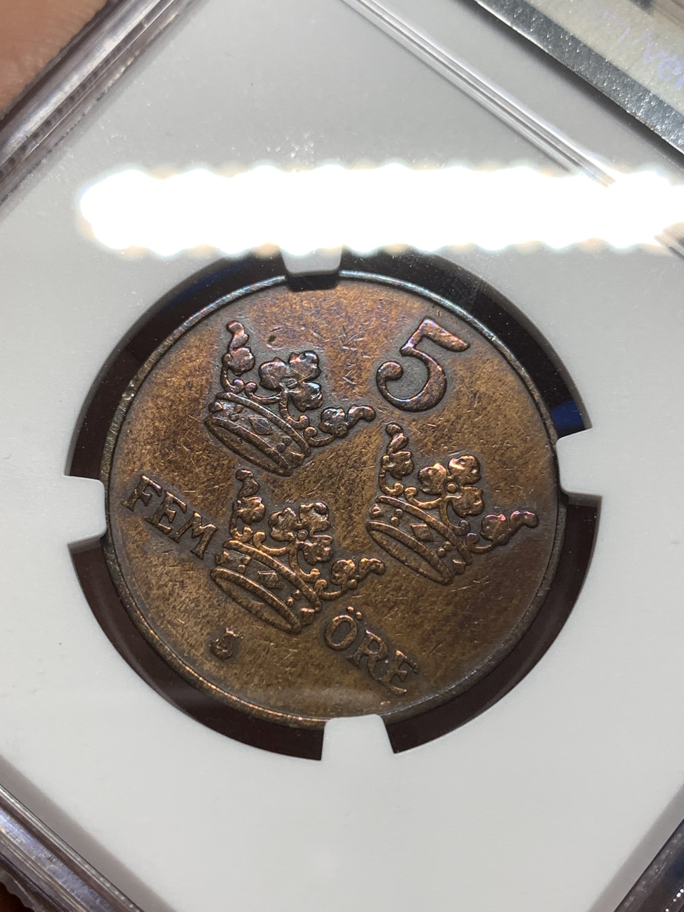 《竞宝斋》第215场-周日，周一 2场 (全场包邮) NGC AUD 1920年瑞典5O铜币