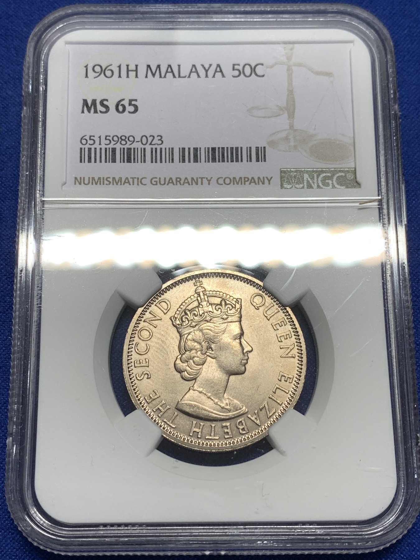 《竞宝斋》第215场-周日，周一 2场 (全场包邮) NGC MS65 马来亚和英属婆罗洲1961年H版50分