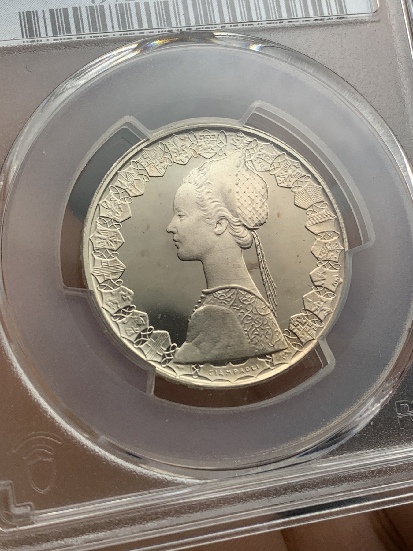 《竞宝斋》第215场-周日，周一 2场 (全场包邮) PCGS-PR68 1998年 意大利 少女与帆船 500里拉 银币