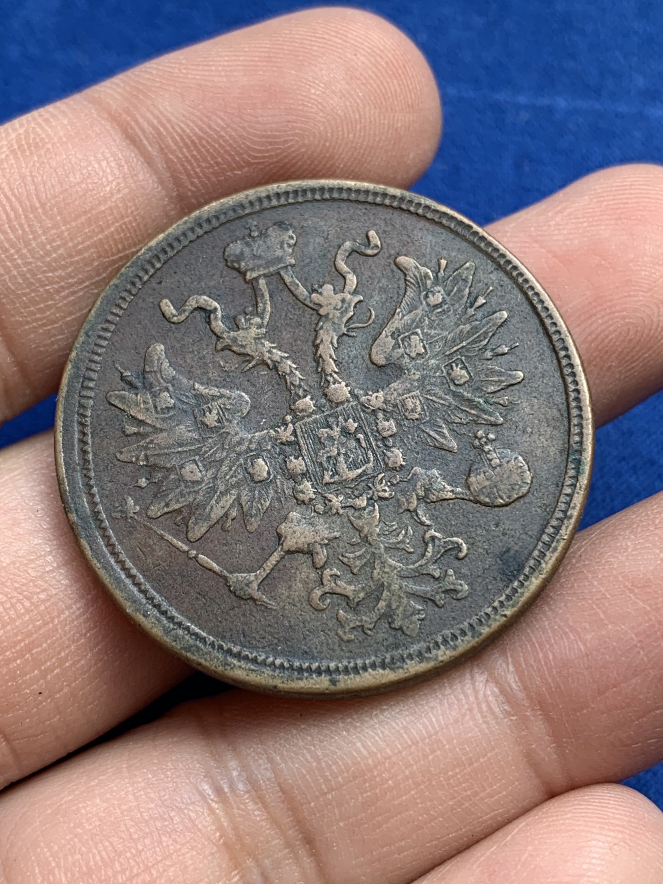 《竞宝斋》第215场-周日，周一 2场 (全场包邮) 沙俄1860年5戈比大铜币 直径36.5mm 重量25.7g，原味厚实 状态不错