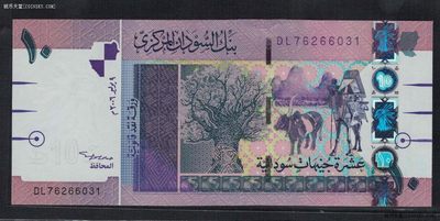 苏丹2006年10镑 无4 非洲纸币 实物图 UNC - 苏丹2006年10镑 无4 非洲纸币 实物图 UNC