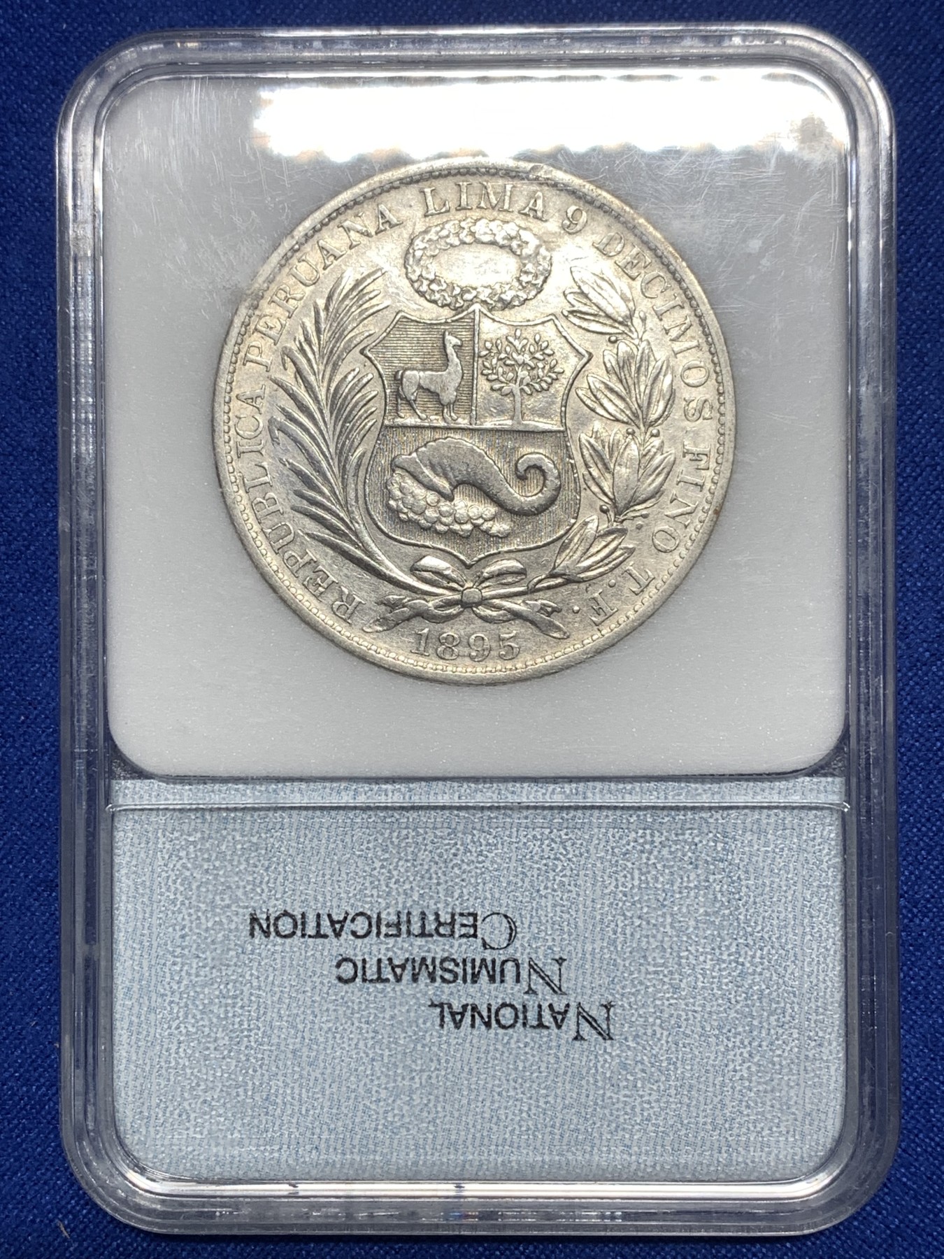 《竞宝斋》第215场-周日，周一 2场 (全场包邮) NNC-AU50 秘鲁 1895 TF女神1索尔大银币 高银版 早期