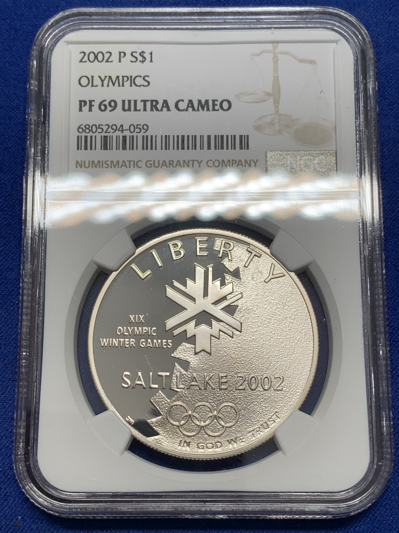 《竞宝斋》第215场-周日，周一 2场 (全场包邮) NGC PF69UC 美国2002年盐湖城冬奥会1美元精制大银币