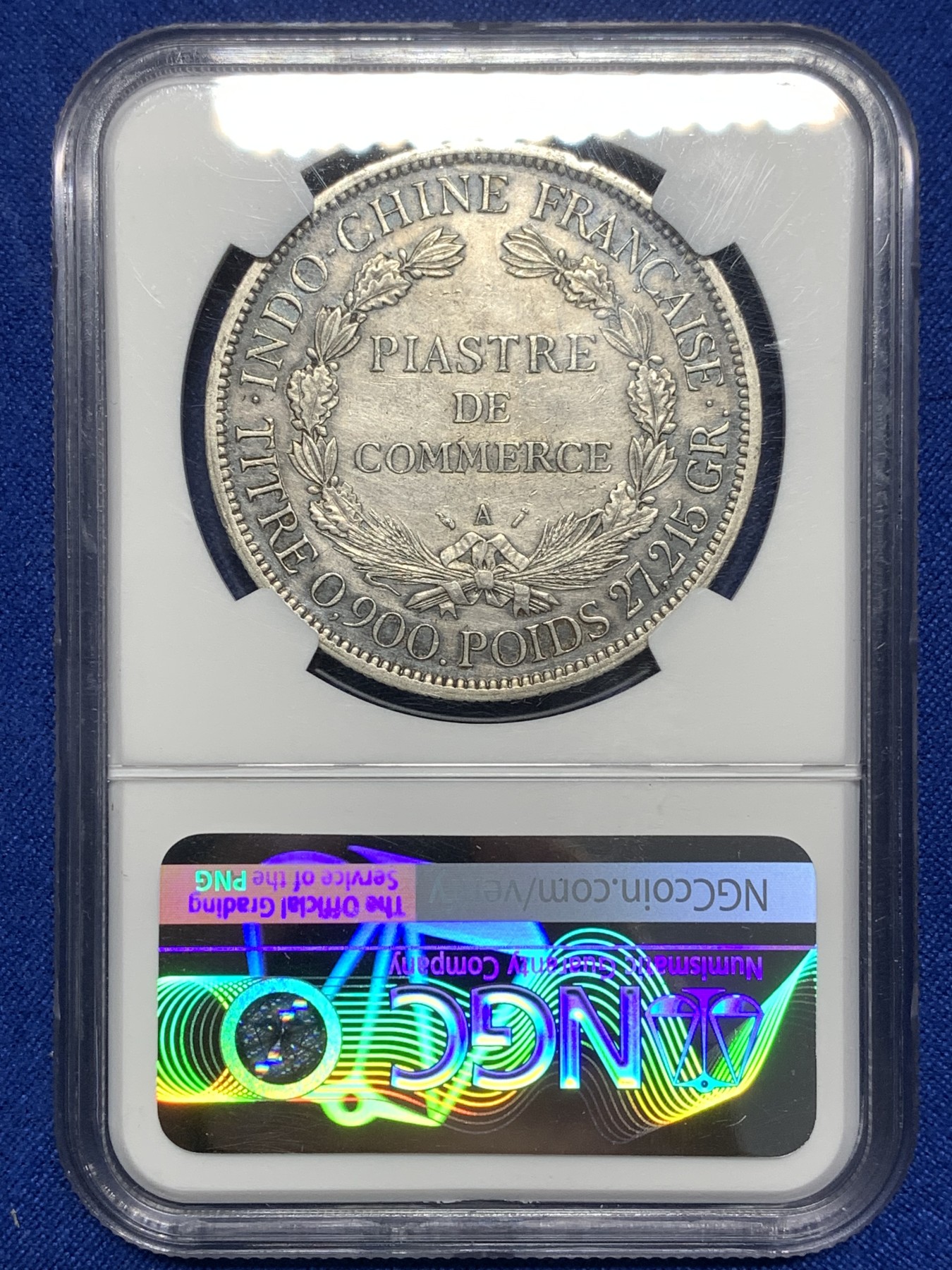 《竞宝斋》第215场-周日，周一 2场 (全场包邮) NGC-AUD 法属印支1888A坐洋银币 AU品质 状态不错