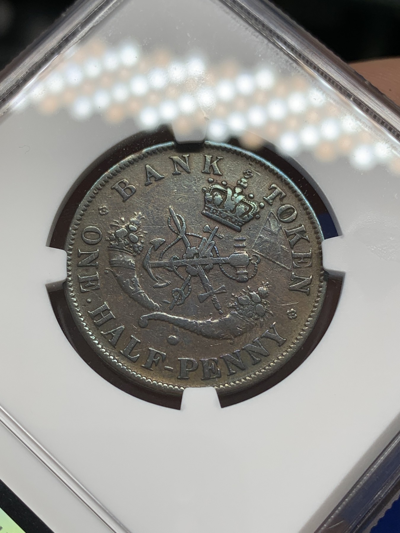 《竞宝斋》第215场-周日，周一 2场 (全场包邮) NGC XFD 1857年加拿大1/2便士铜质代币