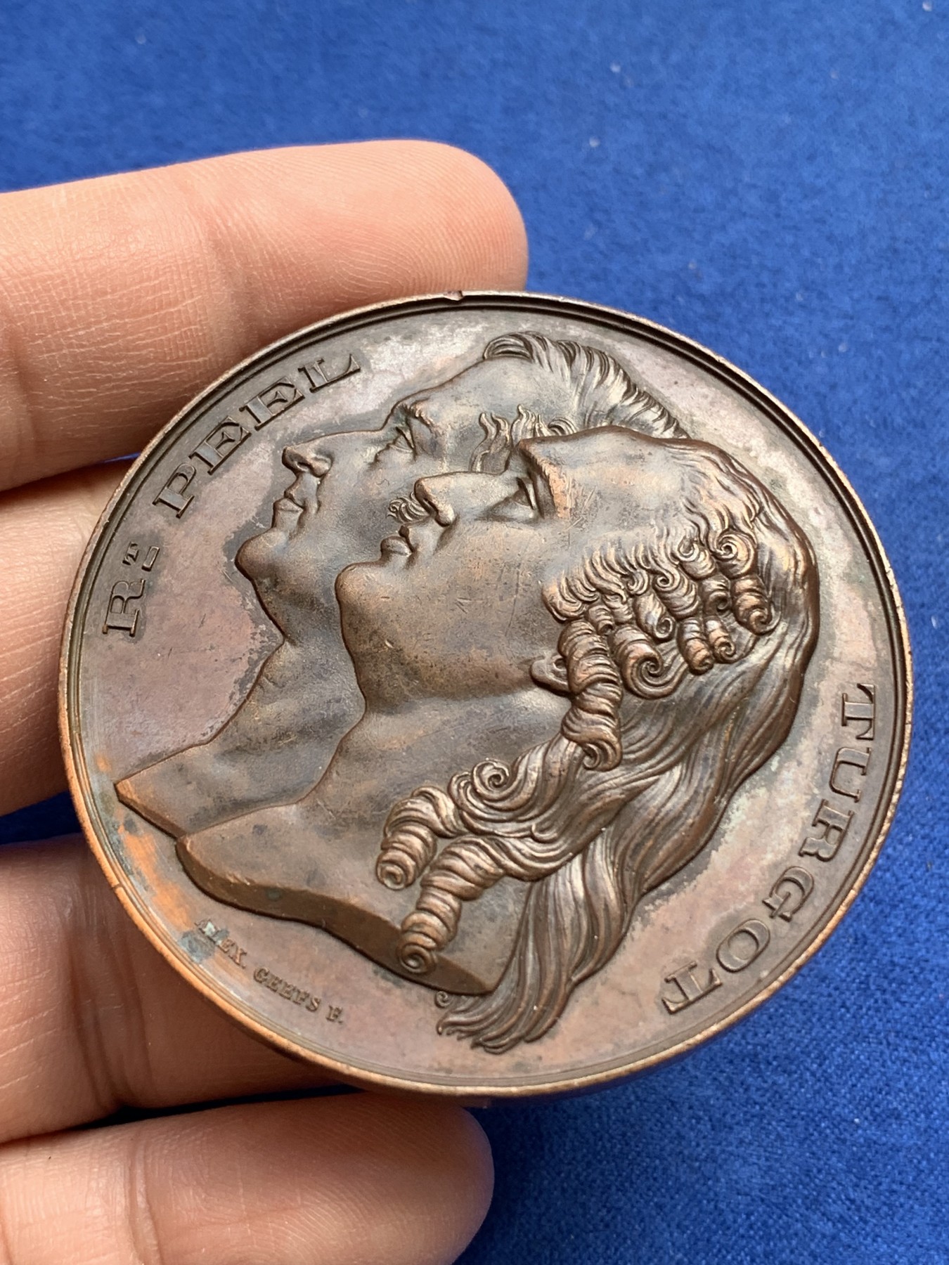 《竞宝斋》第215场-周日，周一 2场 (全场包邮) 1856比利时海关纪念铜章 54.5mm 65.2g