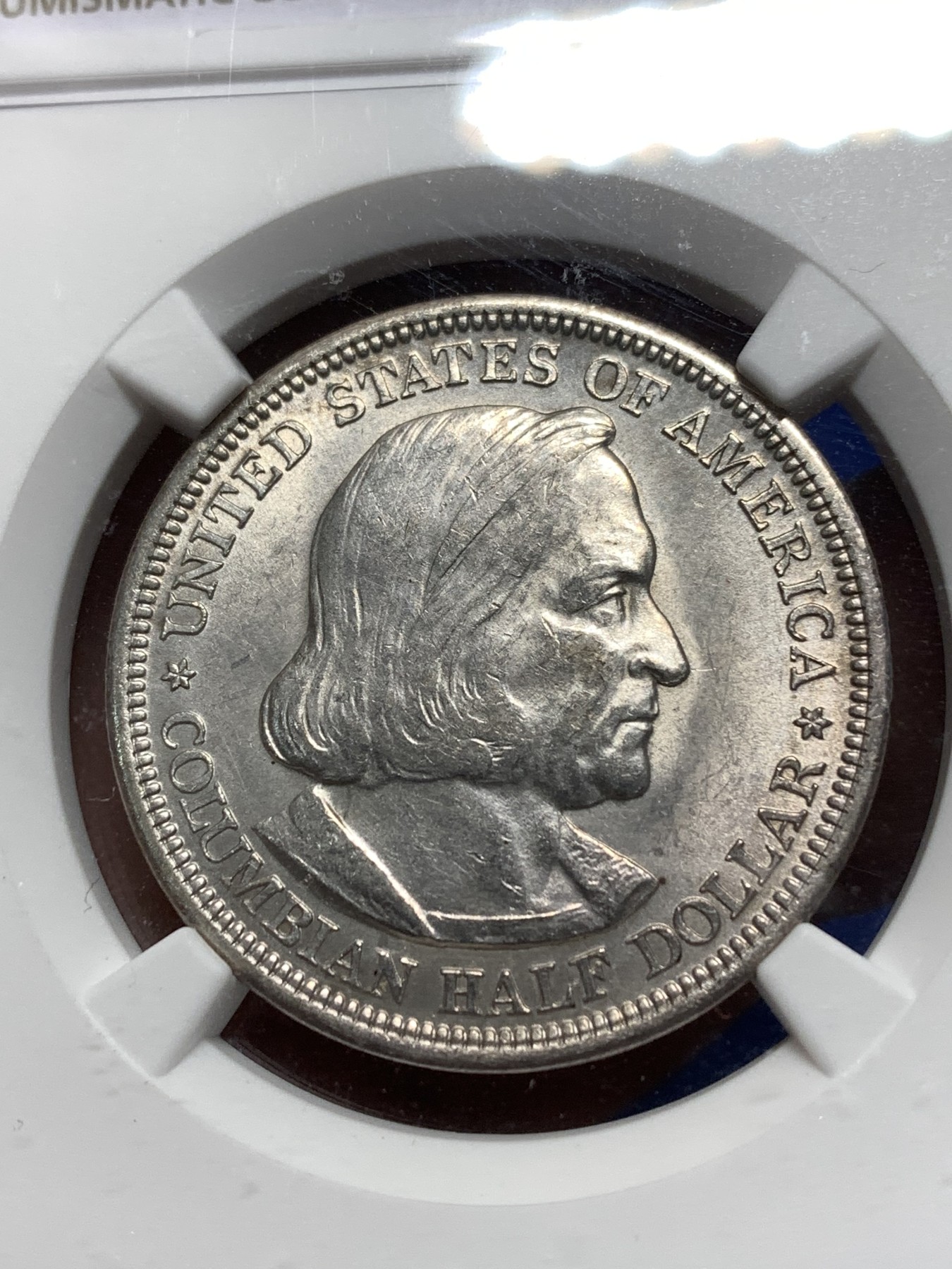 《竞宝斋》第215场-周日，周一 2场 (全场包邮) NGC-MS62 美国 1893年 纪念哥伦布 50美分 银币