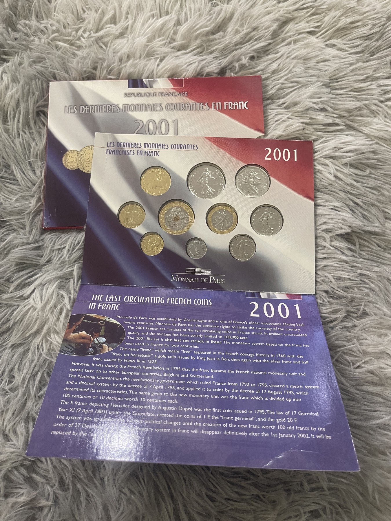 【币观天下】第1期钱币低佣金秒杀专场全场三件以上包邮 法国2001年最后的法郎官方套币 