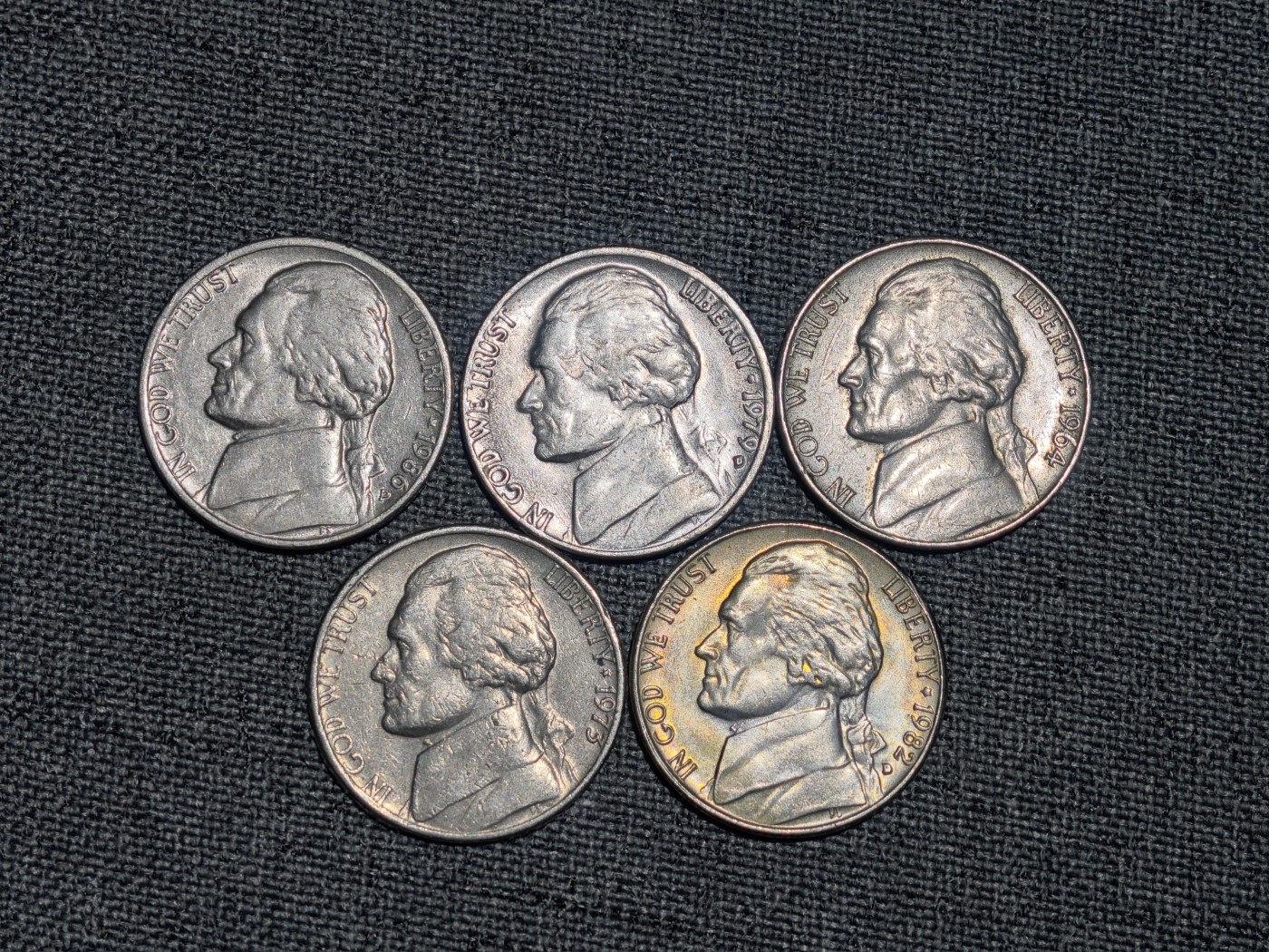 外国硬币收藏店专场第一期 美国杰斐逊5美分5枚