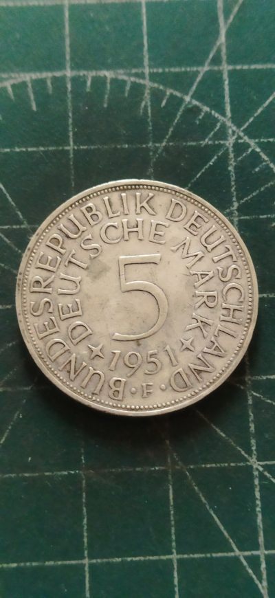 外国硬币初藏散币银币第9场 - 德国5马克银币1951年。