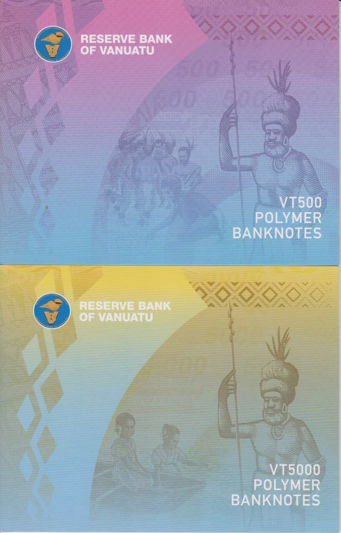 草稿银行第十三期国内外钞票拍卖 瓦努阿图2009年 500和5000瓦图 塑料钞 带银行官方册 AA首发冠 开门65号 号码无47罕见 手签 全新品相