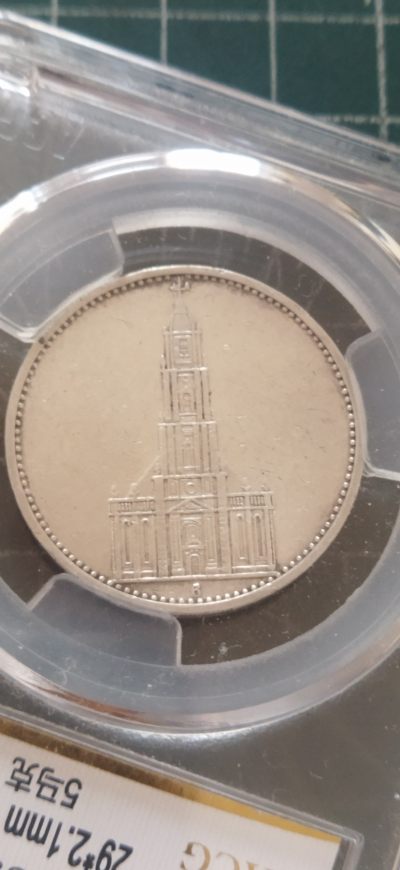 外国硬币初藏散币银币第9场 - 德国5马克教堂银币1934年。