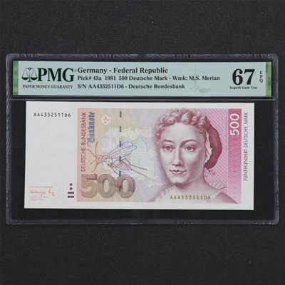【亘邦集藏】第180期拍卖 - 1991年 德国500马克 PMG 67EPQ 4352511