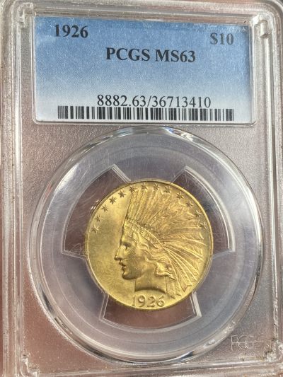 PCGS MS63 1926年美国印第安人10元金币，重16.72g，900金，美国金币经典品种，金价持续高位中。