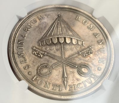 瓶子🏺第118期拍卖会 -  稀少意大利1800年宗教纪念银章  梵蒂冈缺位大银章  NGC MS61