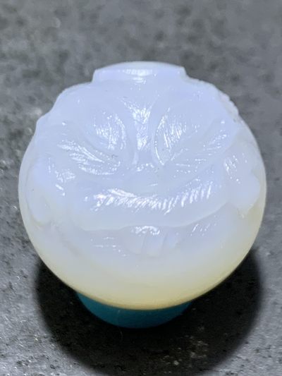 精美高玉化亚光海洋玉髓手工俏色巧雕灵狐2.0随形圆珠一个 - 精美高玉化亚光海洋玉髓手工俏色巧雕灵狐2.0随形圆珠一个