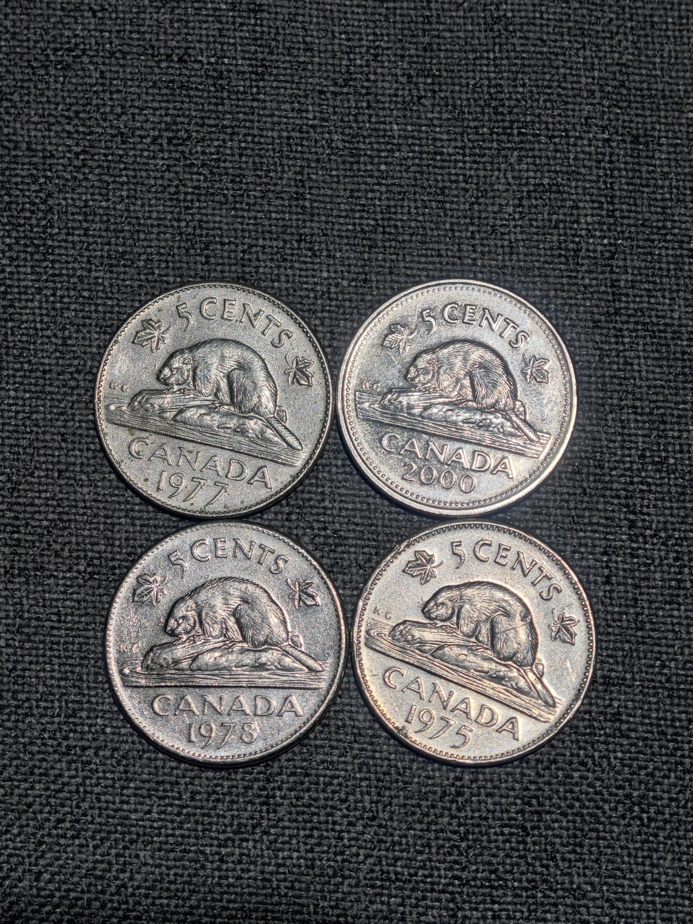 外国硬币收藏店专场第一期 加拿大不同年份大海狸5分4枚