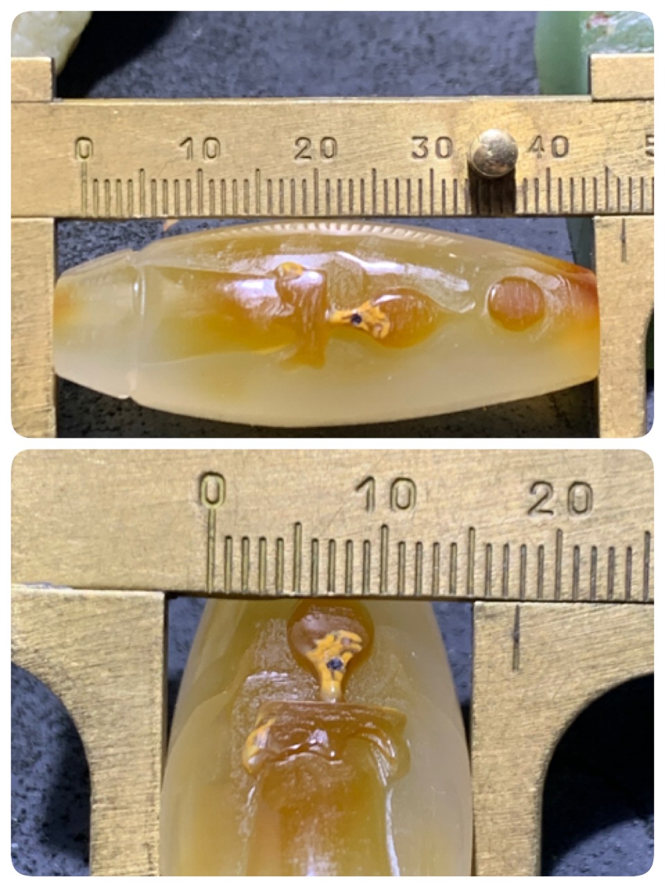 精美高玉化原皮俏色海洋玉髓手工雕刻火烛意境大桶珠一个