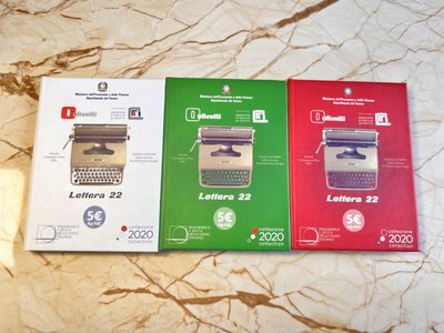 【海寕潮】拍卖第九十期 - 【海寧潮】意大利2020年打字机彩色纪念银币3枚套原价1550，白色和红色的有氧化