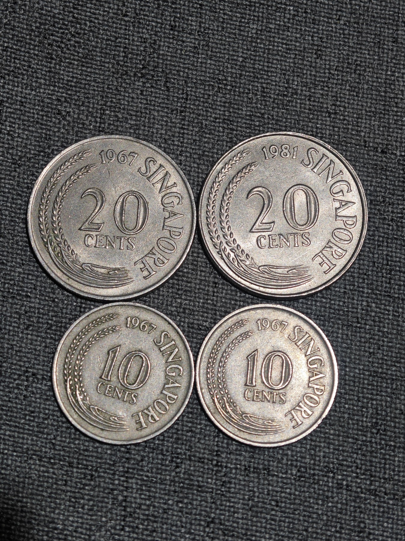 外国硬币收藏店专场第一期 新加坡老10、20分海马剑鱼4枚