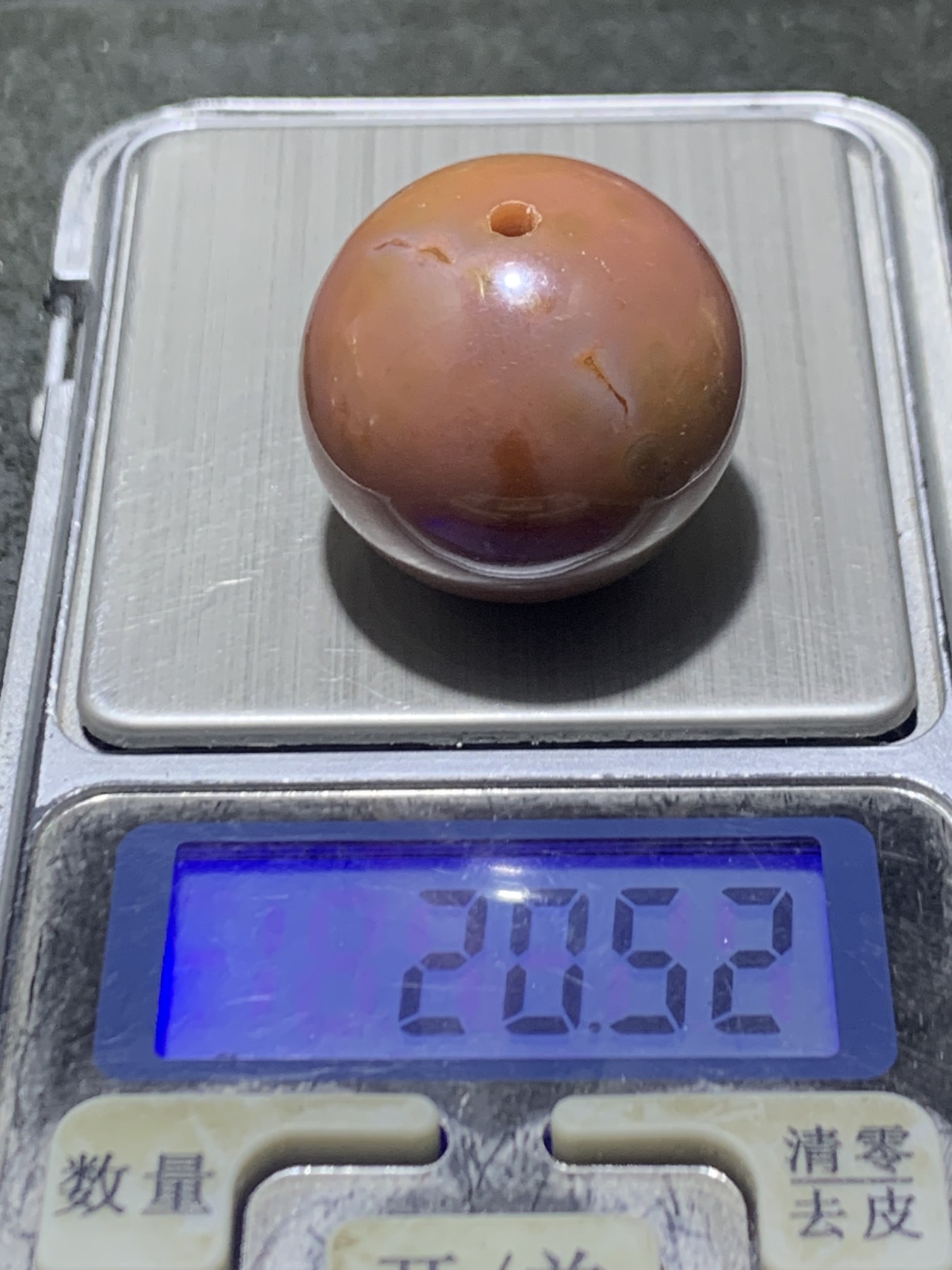 仅此一个！精美高玉化天眼纹战国红玛瑙大圆珠一颗，