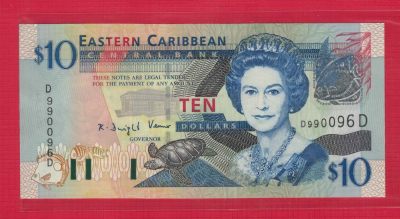 东加勒比ND(2003)年10元 多米尼克 字母D 无47 数三 美洲纸币 实物图 UNC - 东加勒比ND(2003)年10元 多米尼克 字母D 无47 数三 美洲纸币 实物图 UNC
