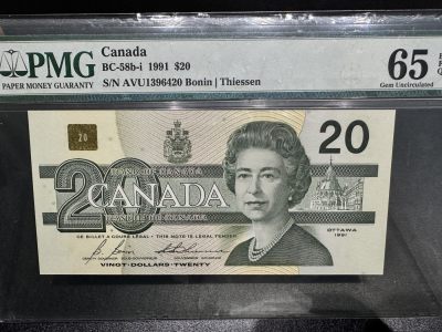 《外钞收藏家》第三百一十五期 - 1991年加拿大鸟版20元 PMG65