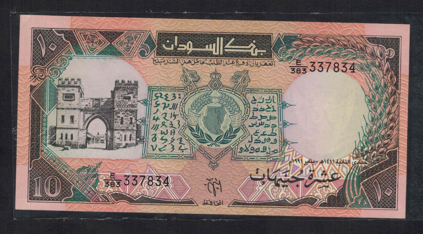 苏丹1991年10镑 非洲纸币 实物图 UNC