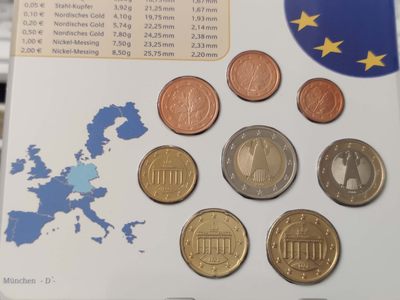 燕姐换藏第67拍 德国2002年D厂欧元首年套币