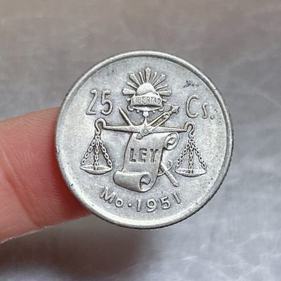全场一元起拍 世界钱币散币专场 第39期 - 1951年墨西哥天平鹰洋25分银币 3.3g好品