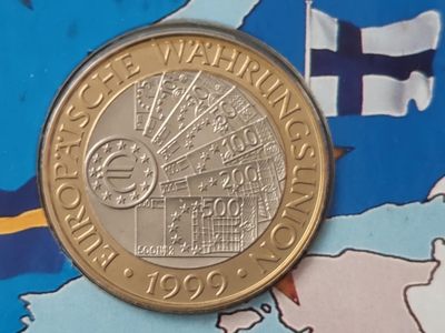 燕姐换藏第70拍 奥地利1999年欧洲货币联盟双金属50先令获奖币