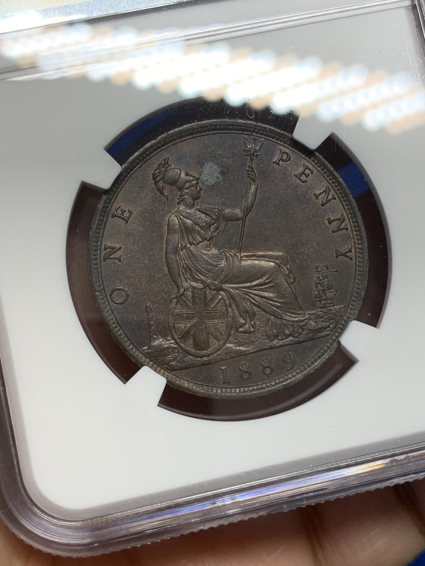 《竞宝斋》第216场-周日，周一 2场 (全场包邮) NGC-MS61BN 英国 1889年 青年维多利亚女王 一便士 铜币 小面值未流通好品极难