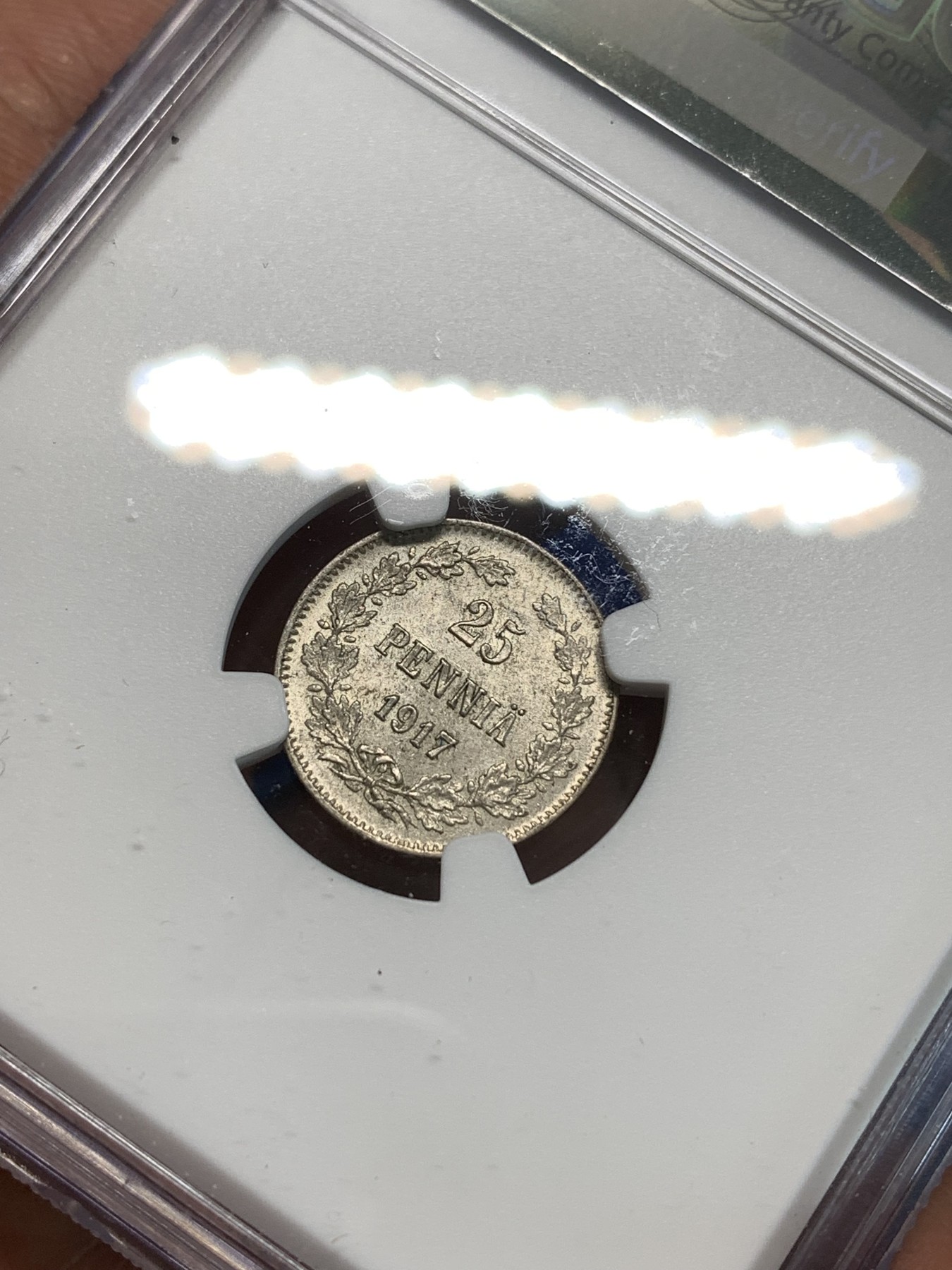 《竞宝斋》第216场-周日，周一 2场 (全场包邮) NGC MS64 俄占芬兰1917年25芬尼银币