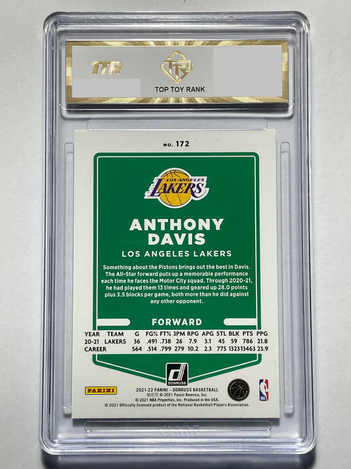 【德藏】卡牌拍卖第6期【无每件最低收费！！！】 NBA 2021 PANINI donruss 洛杉矶湖人 浓眉 安东尼·戴维斯 TTR 9.5 未来湖人一哥