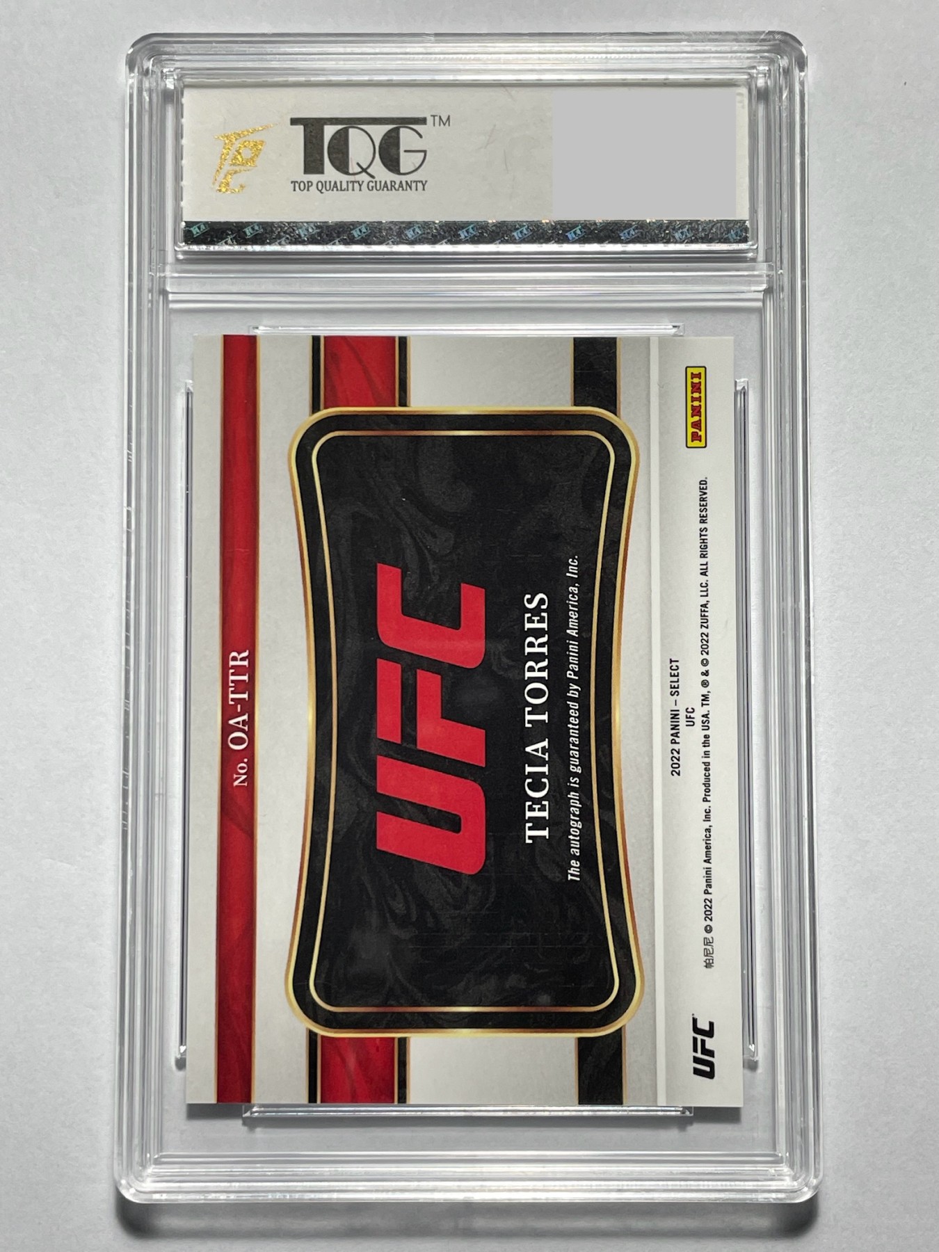 【德藏】卡牌拍卖第6期【无每件最低收费！！！】  UFC 2022 PANINI SELECT 特西娅·托雷斯 亲签卡 横版 TQG 9.5 签字10