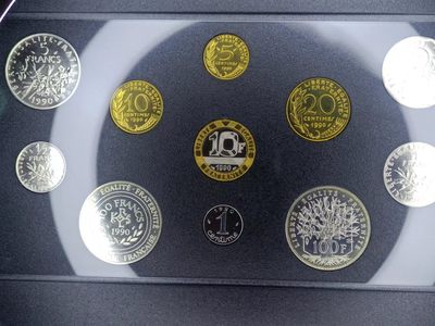 【淘币小摊】第二百零六拍 银币套币场  周五到周日三连拍 满百包邮可预留 每周一发货  - 法国1990年精制套币