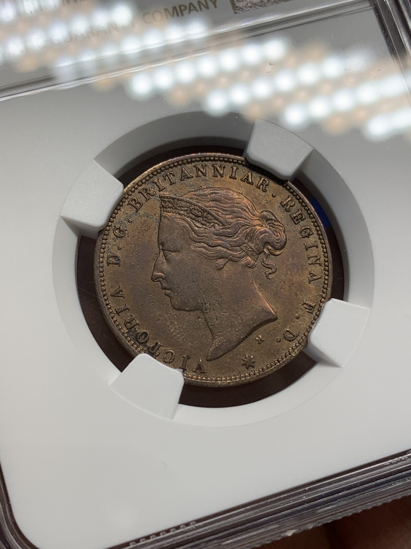 《竞宝斋》第216场-周日，周一 2场 (全场包邮) NGC AUD 1877年泽西1/24先令铜币