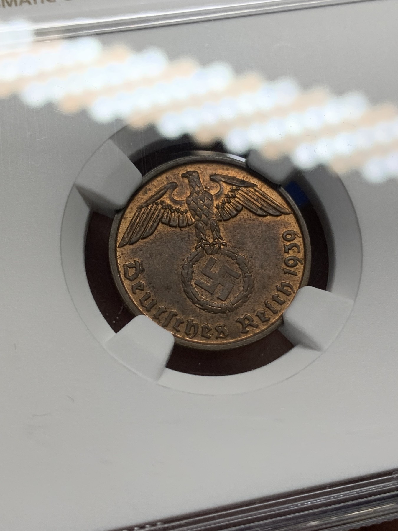《竞宝斋》第216场-周日，周一 2场 (全场包邮) NGC MS63RB 1939B德国万字2芬尼 高分难得