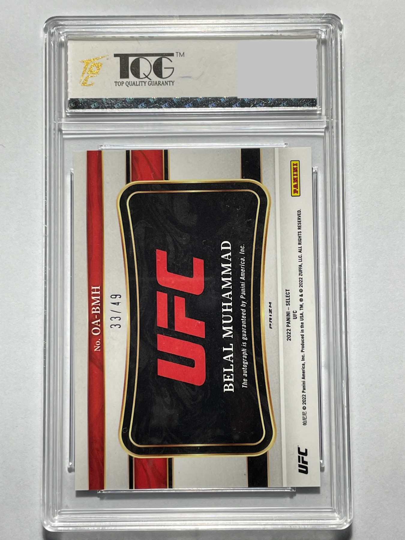 【德藏】卡牌拍卖第6期【无每件最低收费！！！】  UFC 2022 PANINI SELECT 贝拉·穆罕默德 49编 亲签限编卡 横版 TQG 9.5 签字9.5
