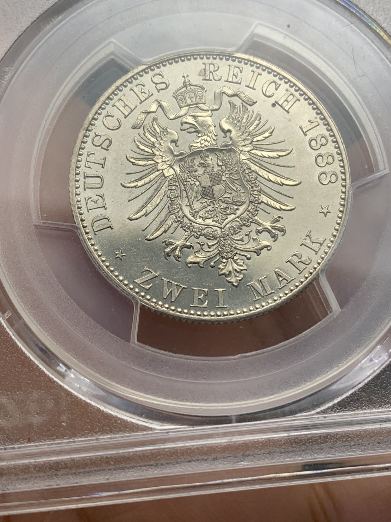 《竞宝斋》第216场-周日，周一 2场 (全场包邮) PCGS-PR63 德国1888年腓特烈三世 精致2马克银币 稀少品种 普制已经少见了，精制更难得
