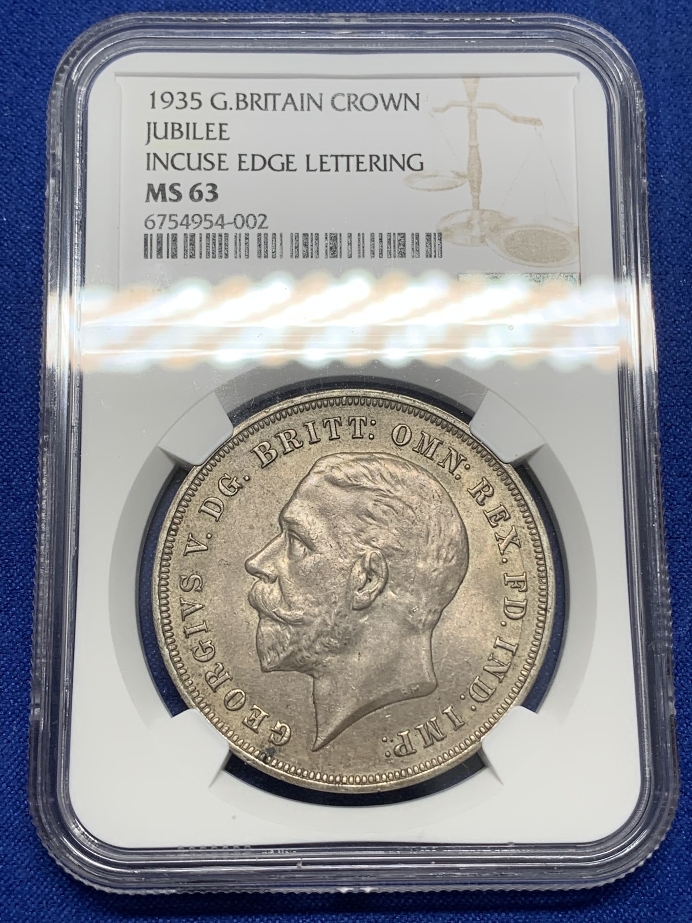 《竞宝斋》第216场-周日，周一 2场 (全场包邮) NGC- MS63 英国1935年木马剑银币，转光好品。