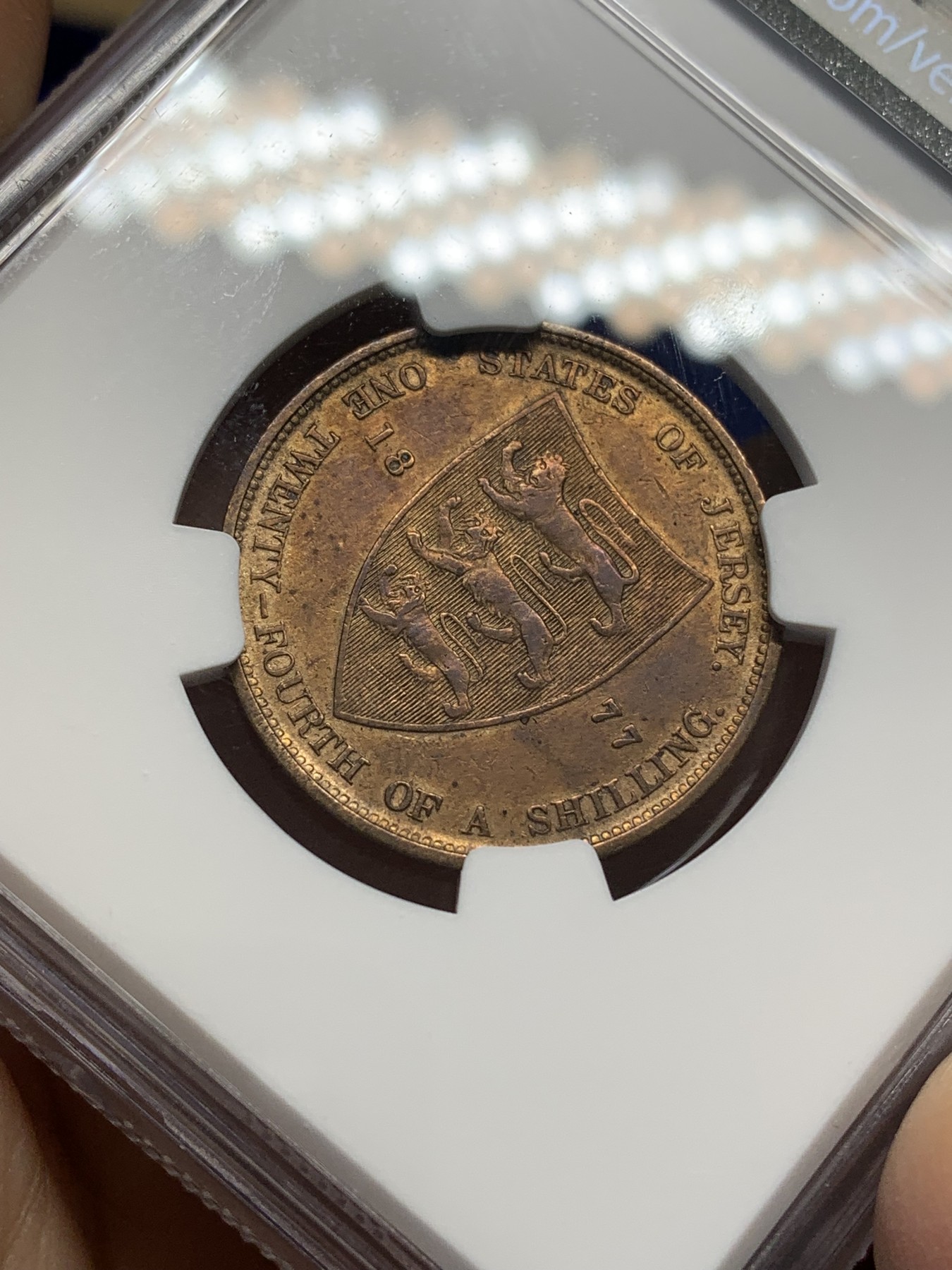 《竞宝斋》第216场-周日，周一 2场 (全场包邮) NGC AUD 1877年泽西1/24先令铜币