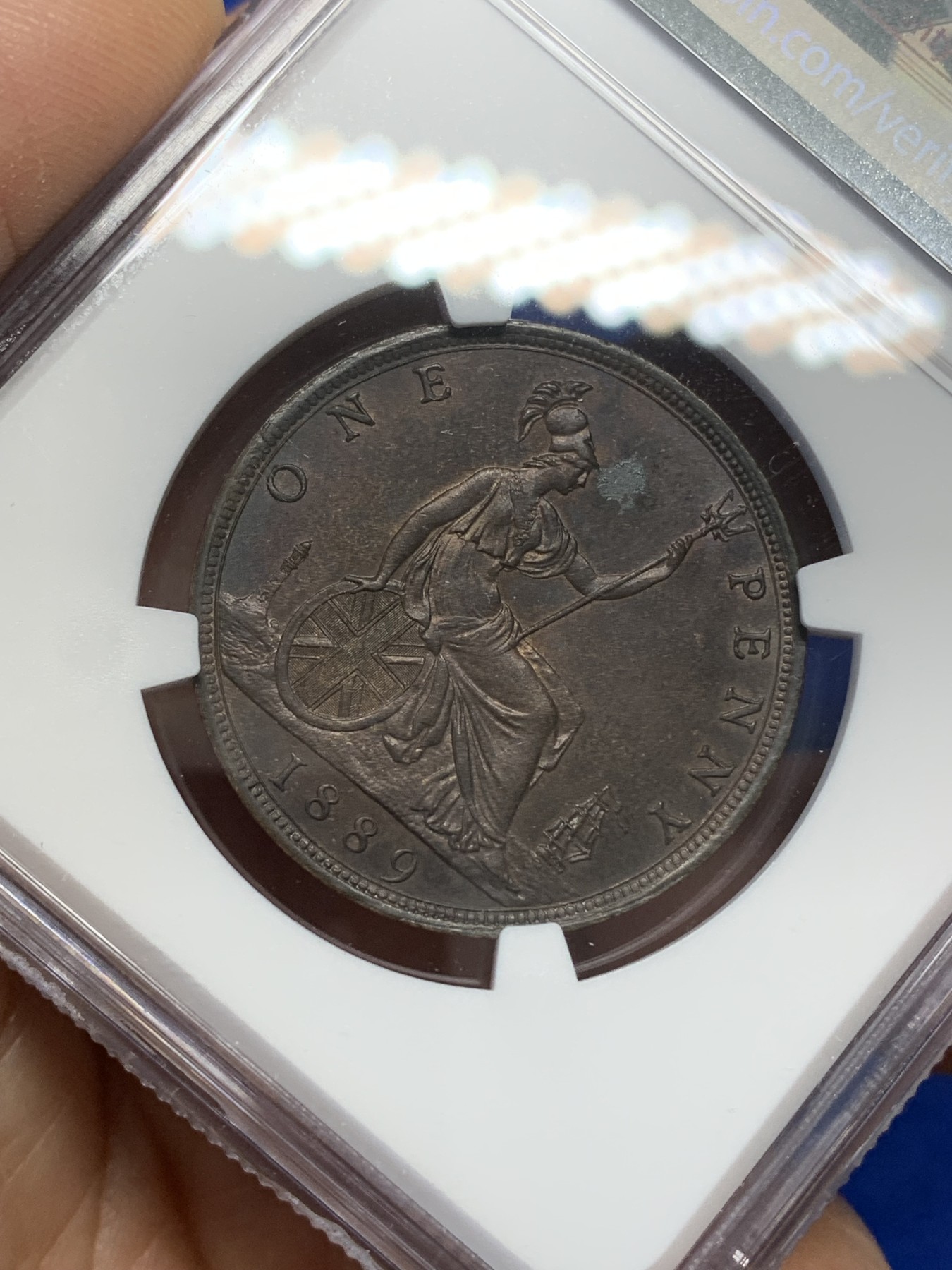 《竞宝斋》第216场-周日，周一 2场 (全场包邮) NGC-MS61BN 英国 1889年 青年维多利亚女王 一便士 铜币 小面值未流通好品极难