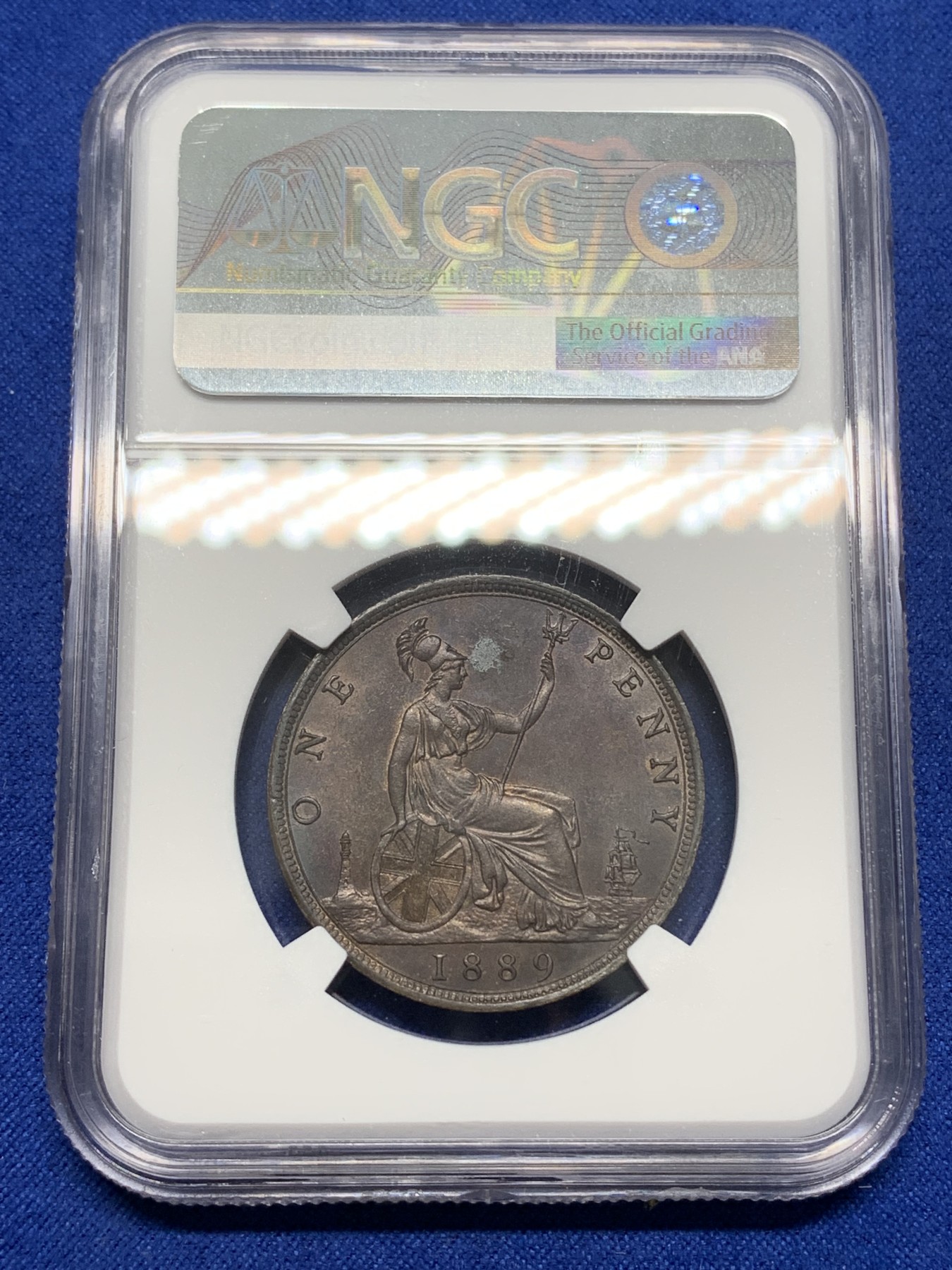 《竞宝斋》第216场-周日，周一 2场 (全场包邮) NGC-MS61BN 英国 1889年 青年维多利亚女王 一便士 铜币 小面值未流通好品极难