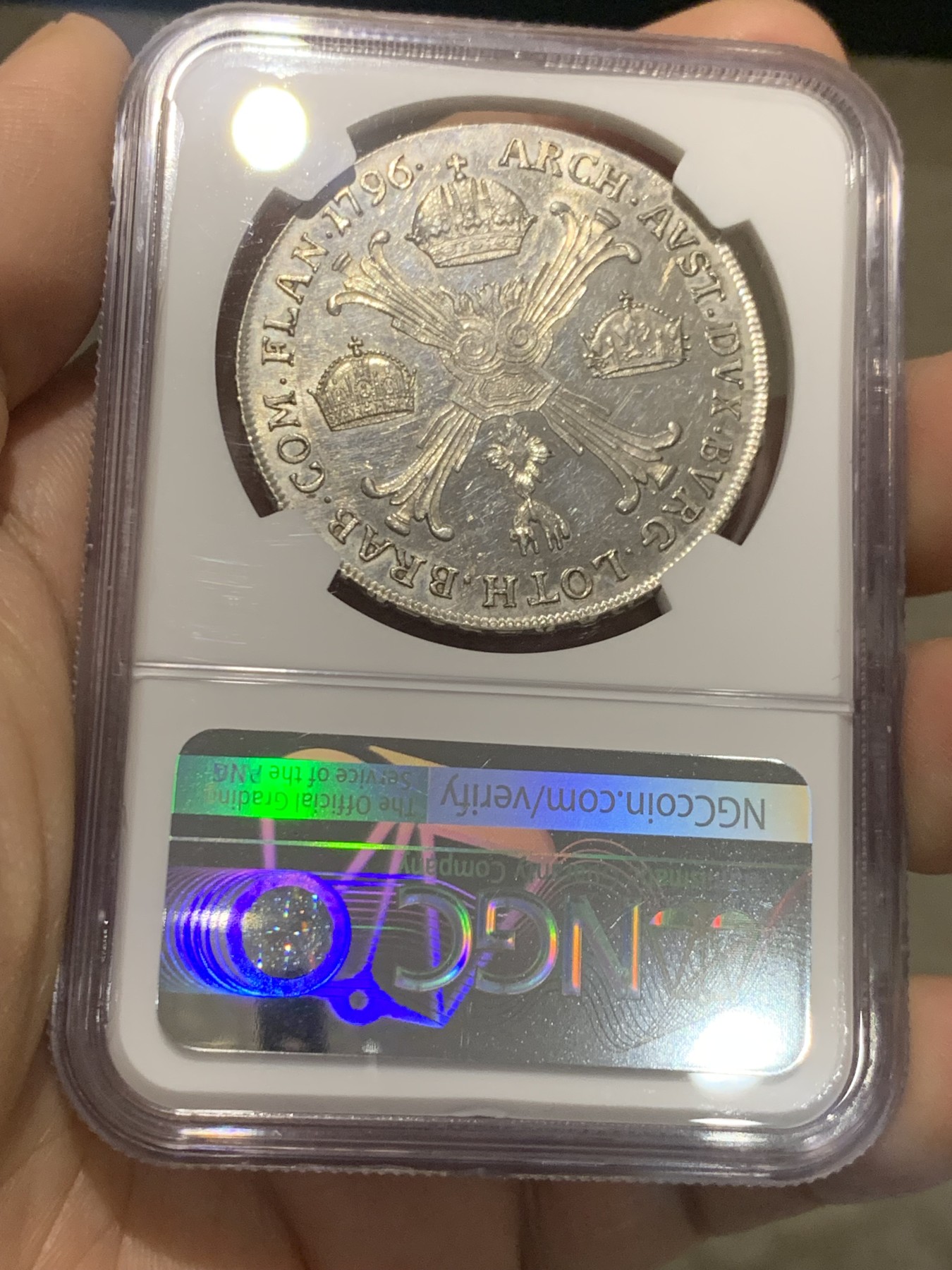 《竞宝斋》第216场-周日，周一 2场 (全场包邮) NGC-UNC 神罗 1796H 尼德兰 1泰勒 大银币 转光