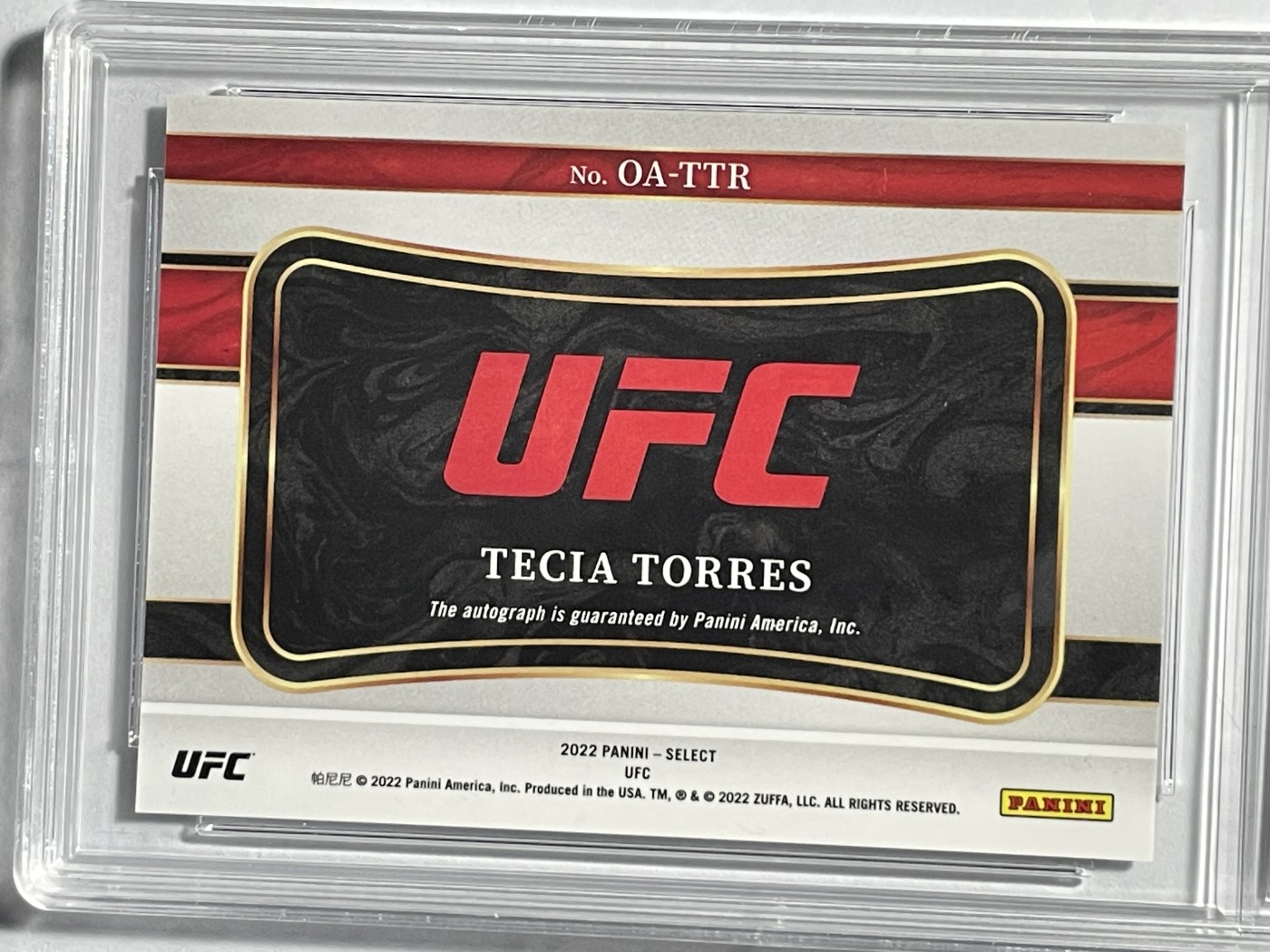 【德藏】卡牌拍卖第6期【无每件最低收费！！！】  UFC 2022 PANINI SELECT 特西娅·托雷斯 亲签卡 横版 TQG 9.5 签字10